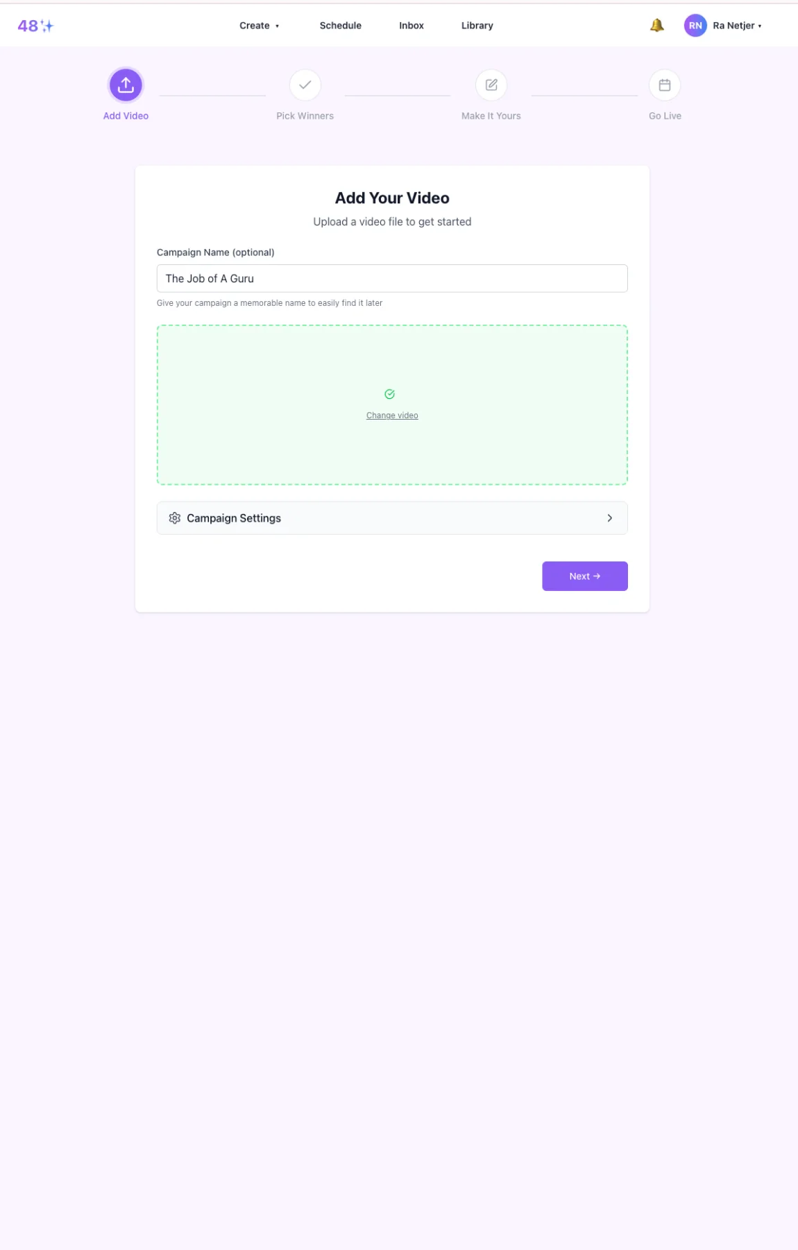 48 Social — Add Your Video screen